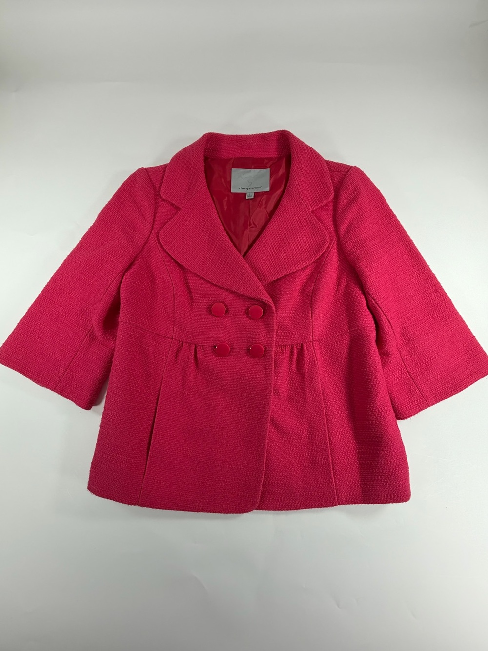 Classiques Entier Hot Pink Preppy Double Breasted Cropped Peacoat Blazer S